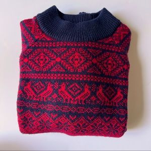J Crew Holiday Sweater for women. Size S in color Red Blue pattern